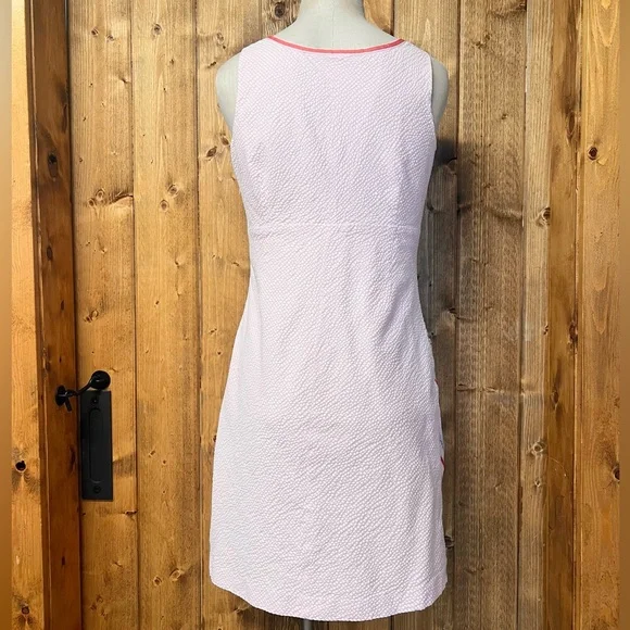Garnet Hill 10 Pink White Seersucker Sleeveless Knee Length Dress - Picture 5 of 7
